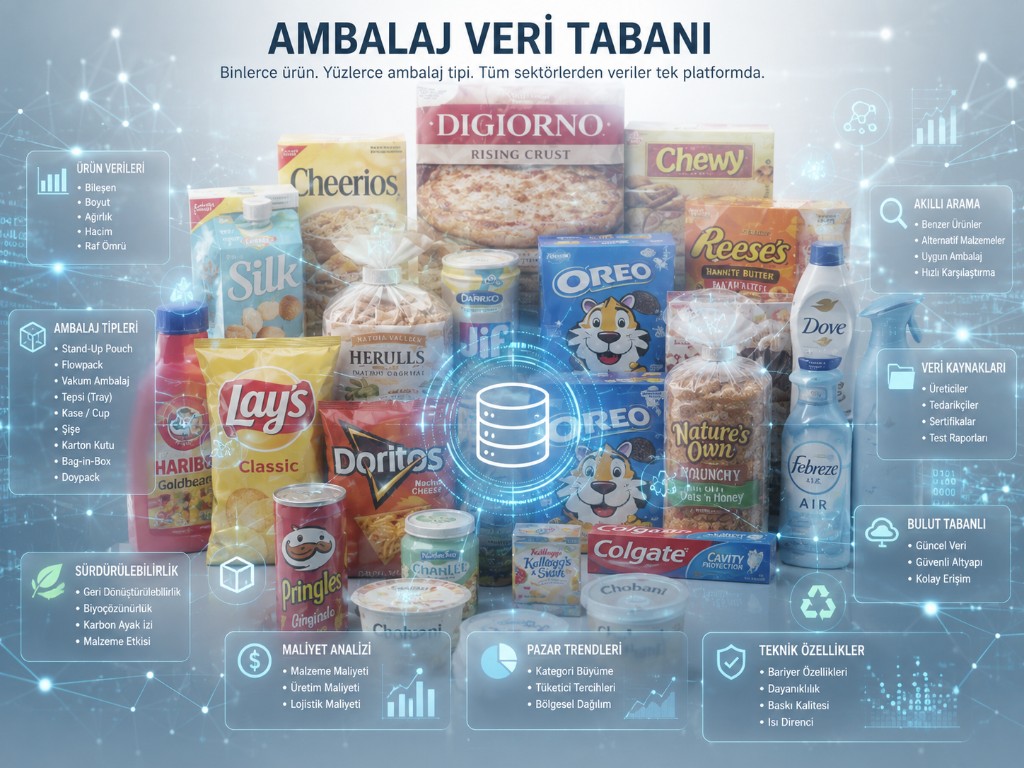 Ambalaj veri tabanı — binlerce ürün ve ambalaj tipi